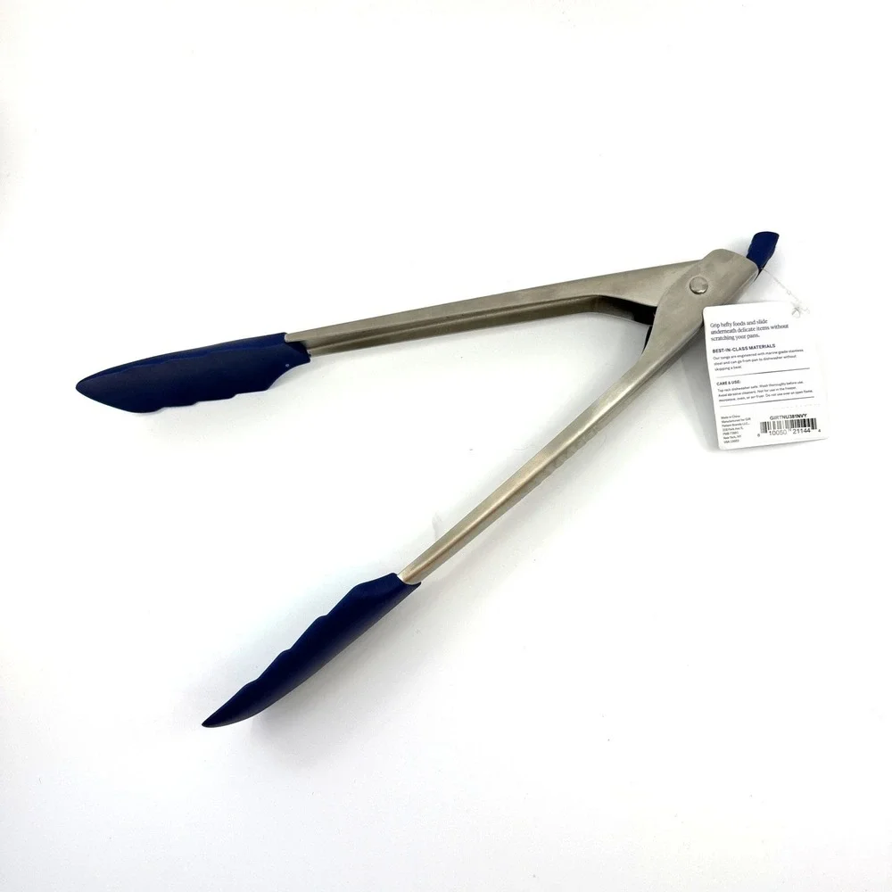 GIR Get It Right 12 Inch Ultimate Tongs Navy Blue Stainless Steel Silicone‎ New
